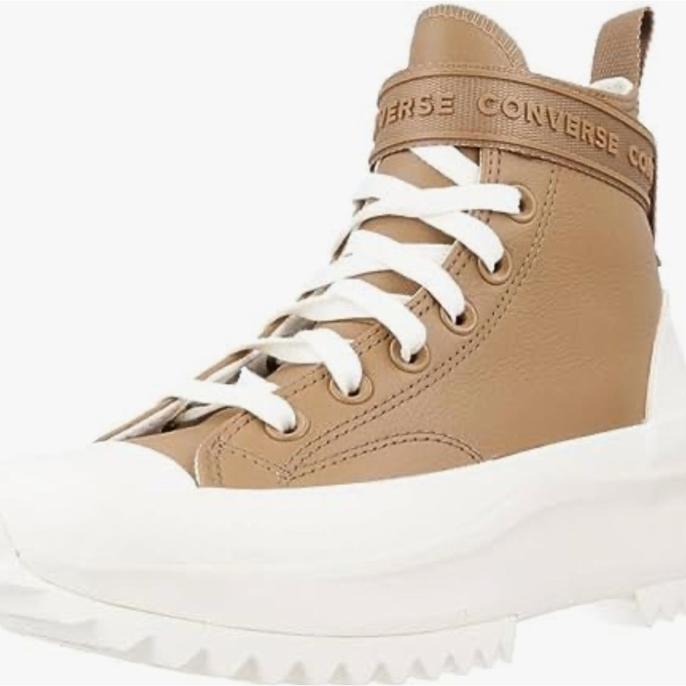 Converse Run Star Hike Leather Platform - High Top Trainers in Sand Dune Color